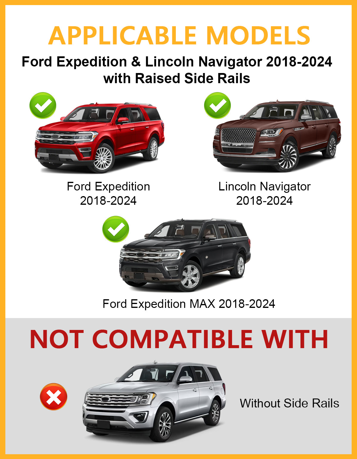 220lbs Roof Racks Cross Bars Compatible with Ford Expedition/Max 2018-2025 & Lincoln Navigator 2018-2024