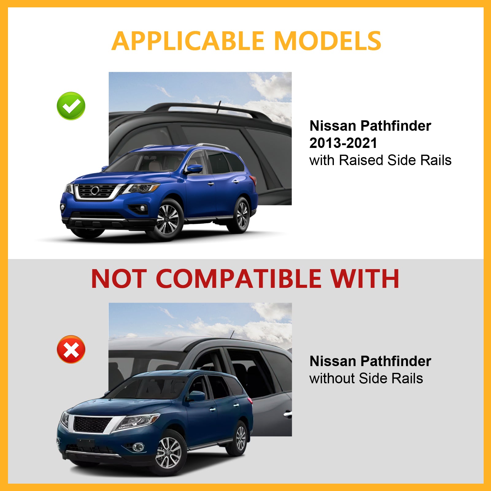 KINGGERI 220lbs Lockable Roof Rack Cross Bars Fit for Nissan Pathfinder 2013-2021 & Pathfinder Hybrid 2014 with Raised Side Rails
