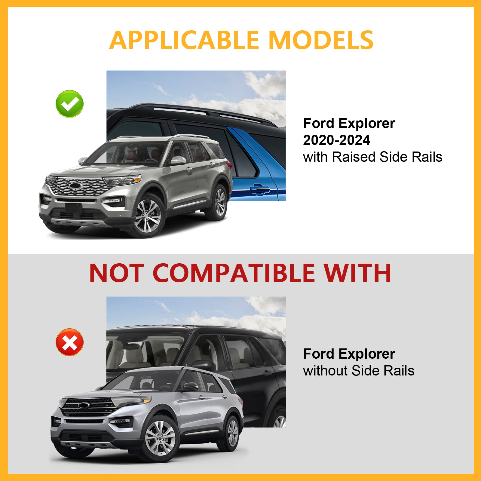 220lbs Roof Rack Cross Bars Compatible with Ford Explorer 2020-2025