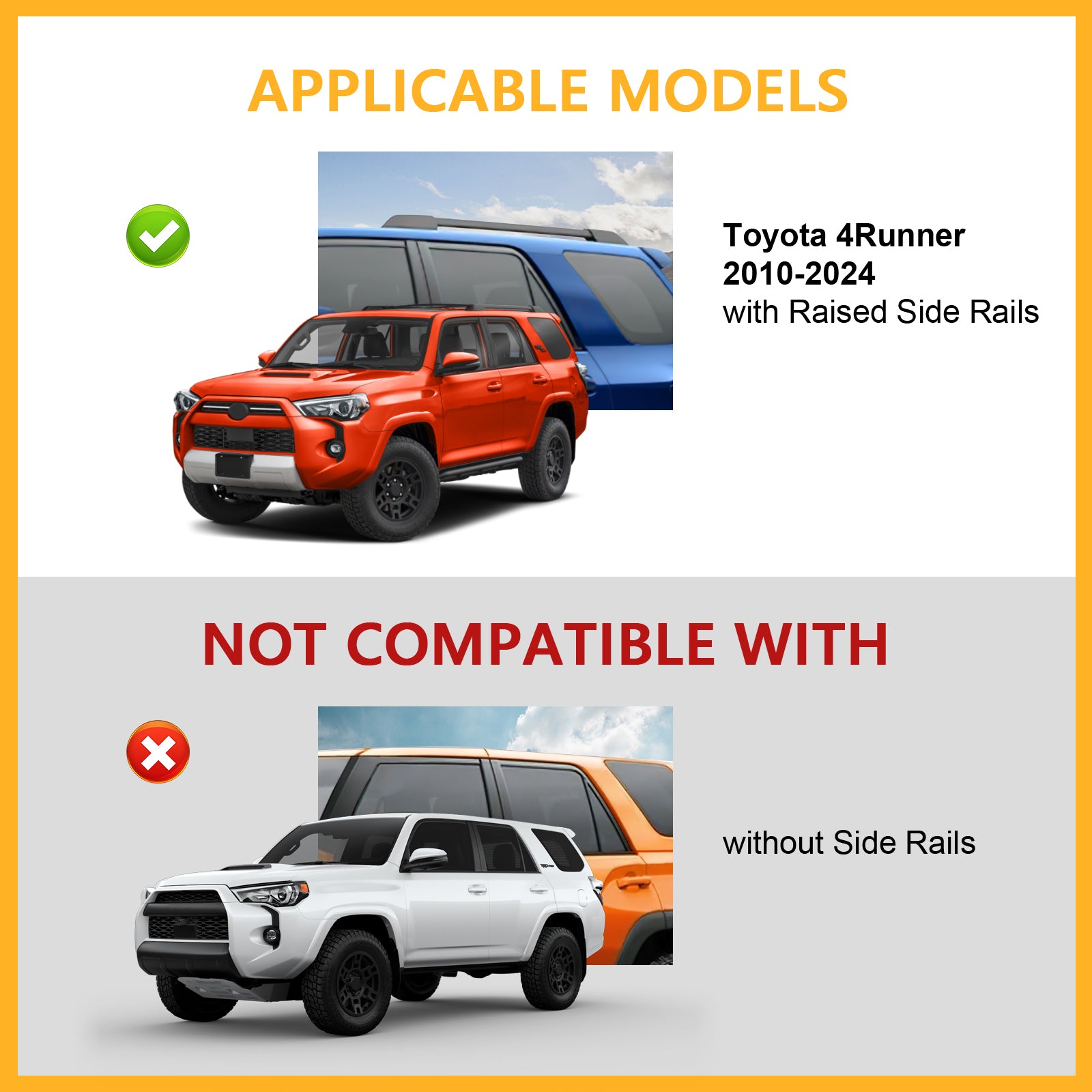KINGGERI Lockable 220lbs Roof Rack Cross Bars Compatible with Toyota 4Runner 2010-2024 with Side ROOF Rails