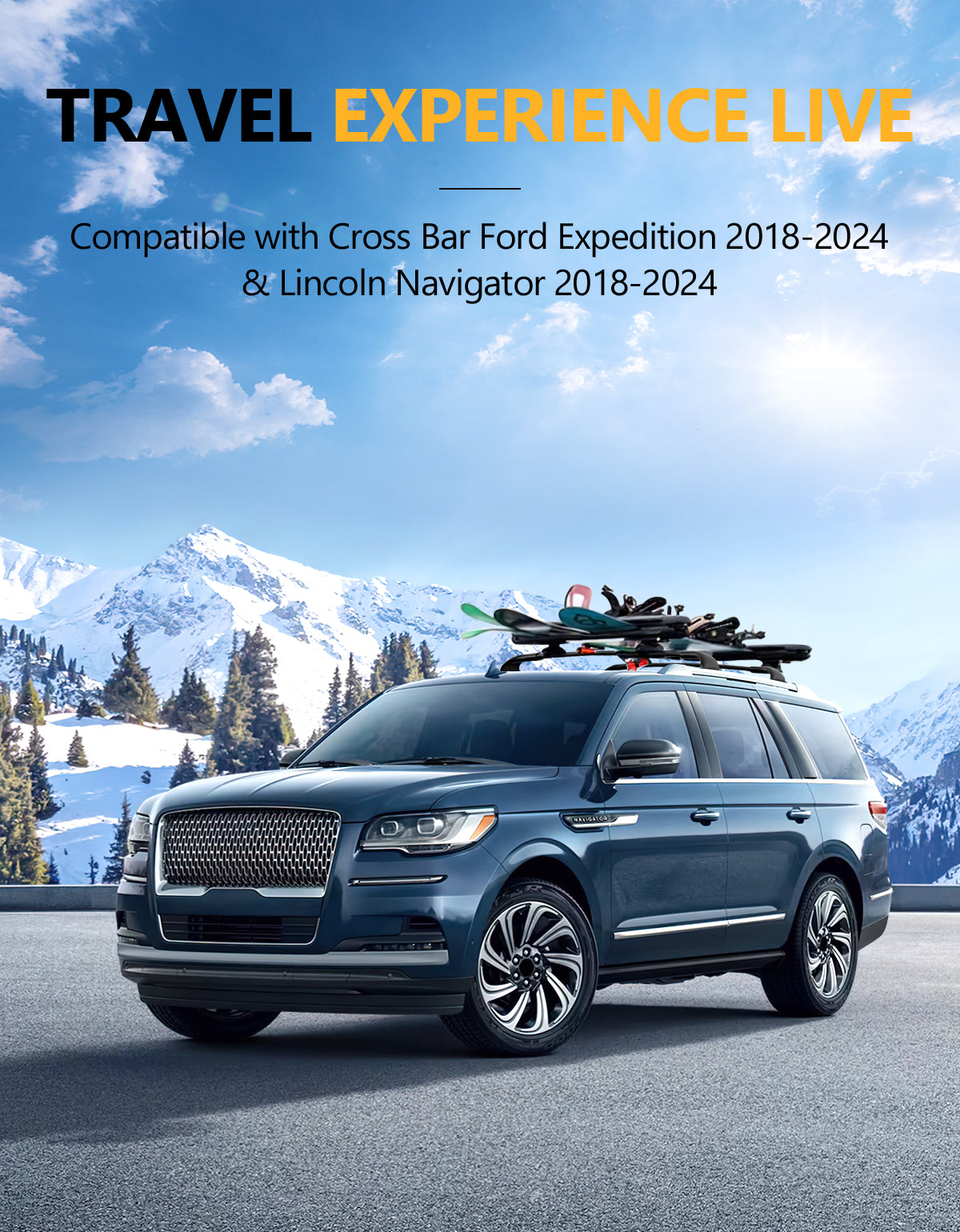 220lbs Roof Racks Cross Bars Compatible with Ford Expedition/Max 2018-2025 & Lincoln Navigator 2018-2024