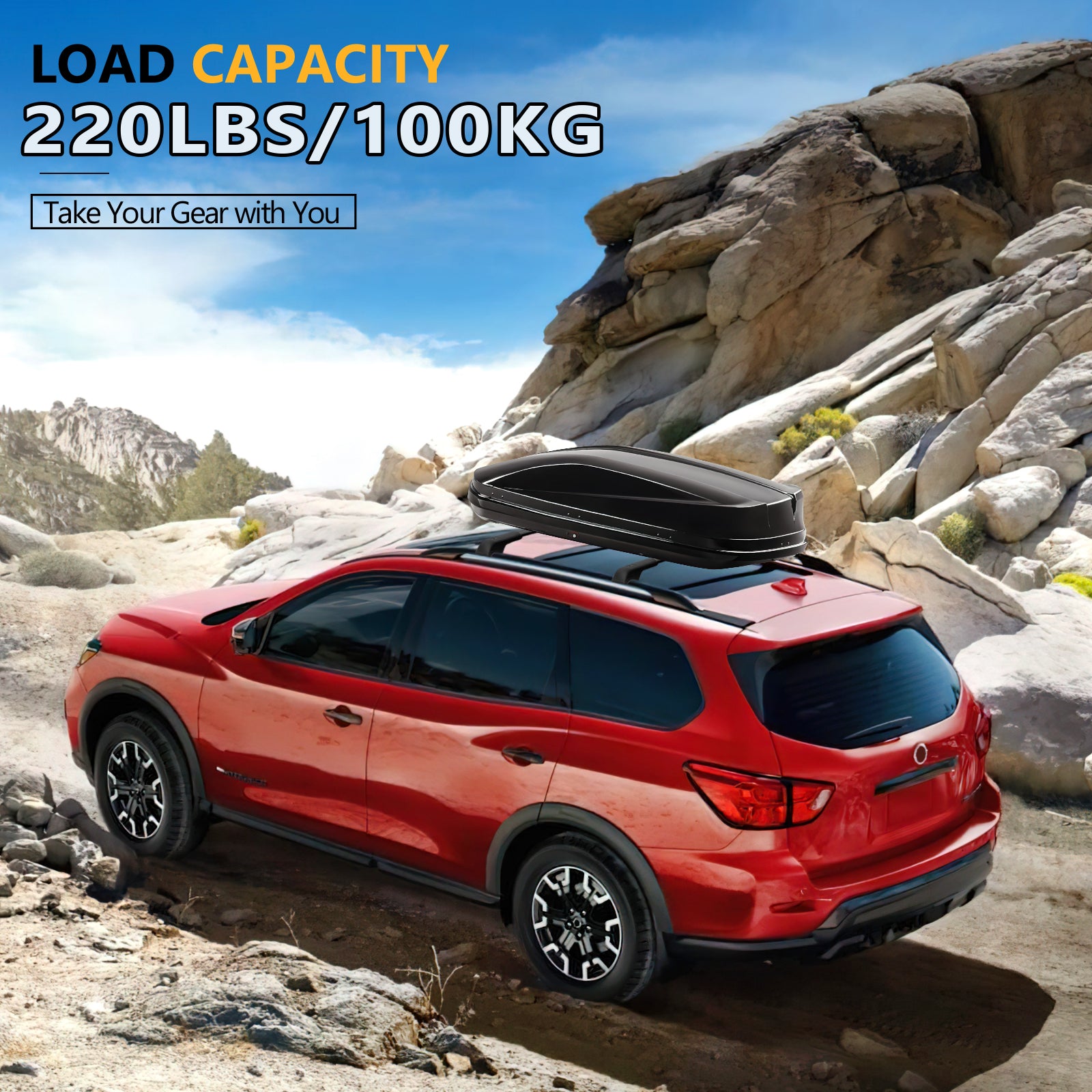 KINGGERI 220lbs Lockable Roof Rack Cross Bars Fit for Nissan Pathfinder 2013-2021 & Pathfinder Hybrid 2014 with Raised Side Rails