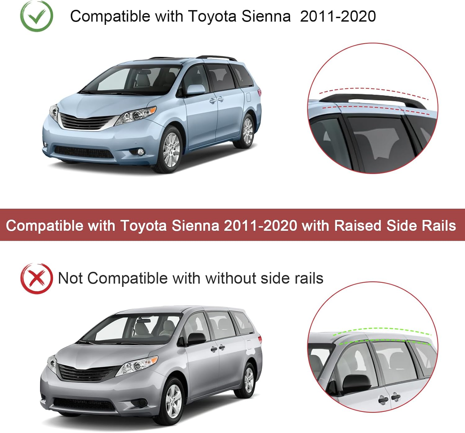 Lockable Roof Rack Cross Bars for Toyota Sienna 2011-2020