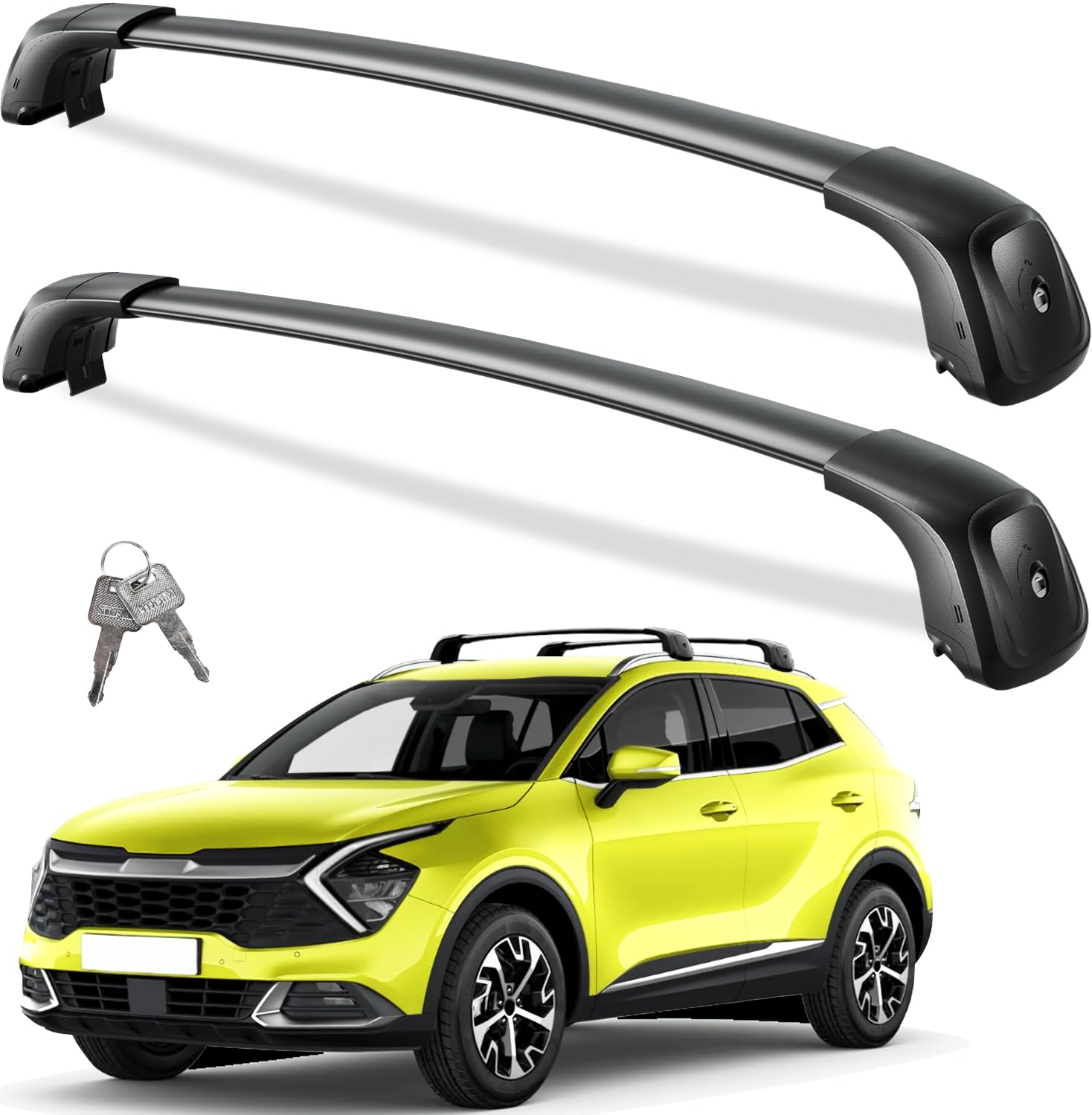 Lockable Roof Rack Cross Bars 260lbs Fit for 2023-2025 Kia Sportage SX/EX & SX/EX Prestige with Flush Rails