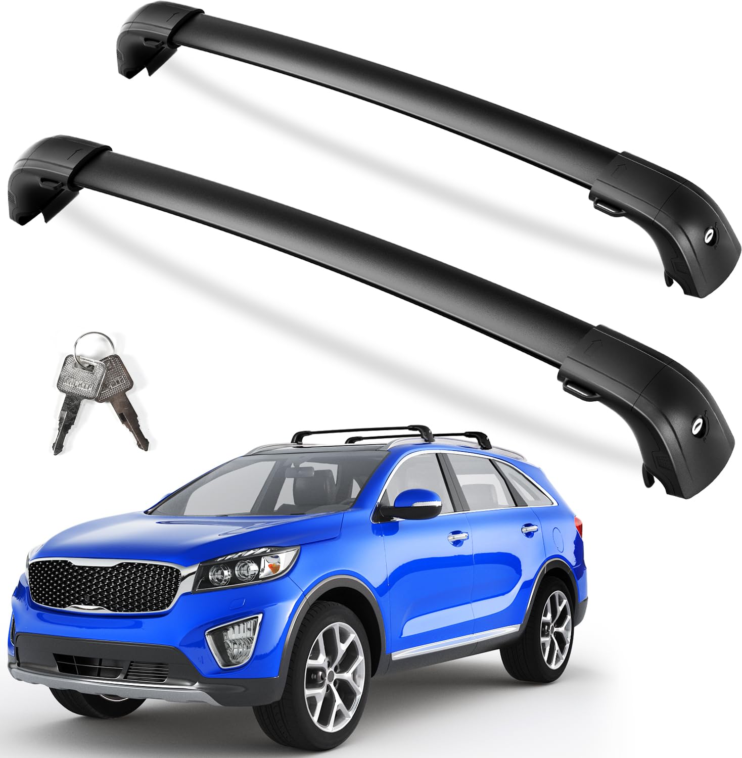 Lockable Roof Rack Cross Bars 220lbs Compatible with KIA Sorento 2016 2017 2018 2019 2020 with Flush Side Rails