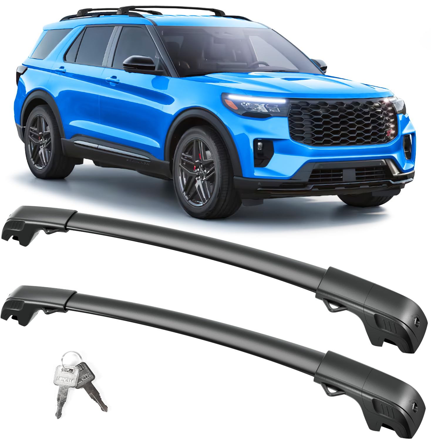 Lockable Roof Rack Cross Bars 220lb Compatible with Ford Explorer 2020 2021 2022 2023 2024 2025