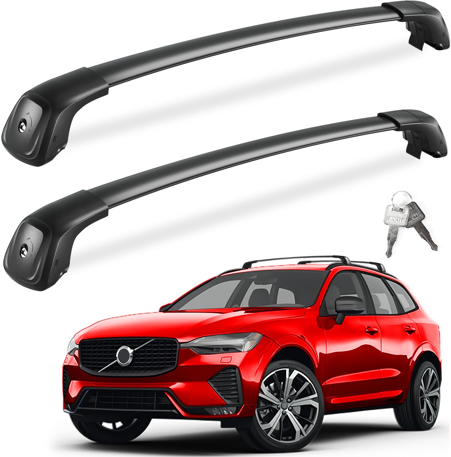 KINGGERI Lockable Roof Rack Cross Bars 260lbsFit for Volvo XC60 XC-60 2018-2025,Heavy Duty Aluminum