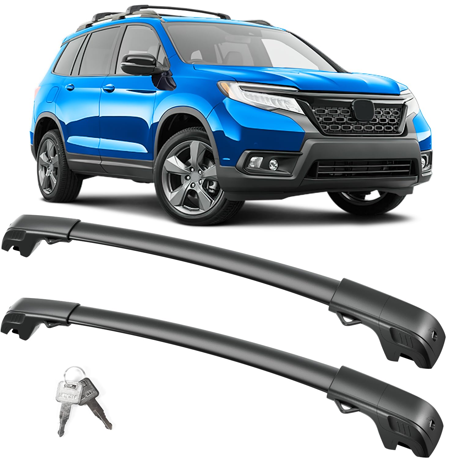 Lockable Roof Rack Cross Bars 220lb Compatible with Honda Passport 2019-2025 with Raised Rails