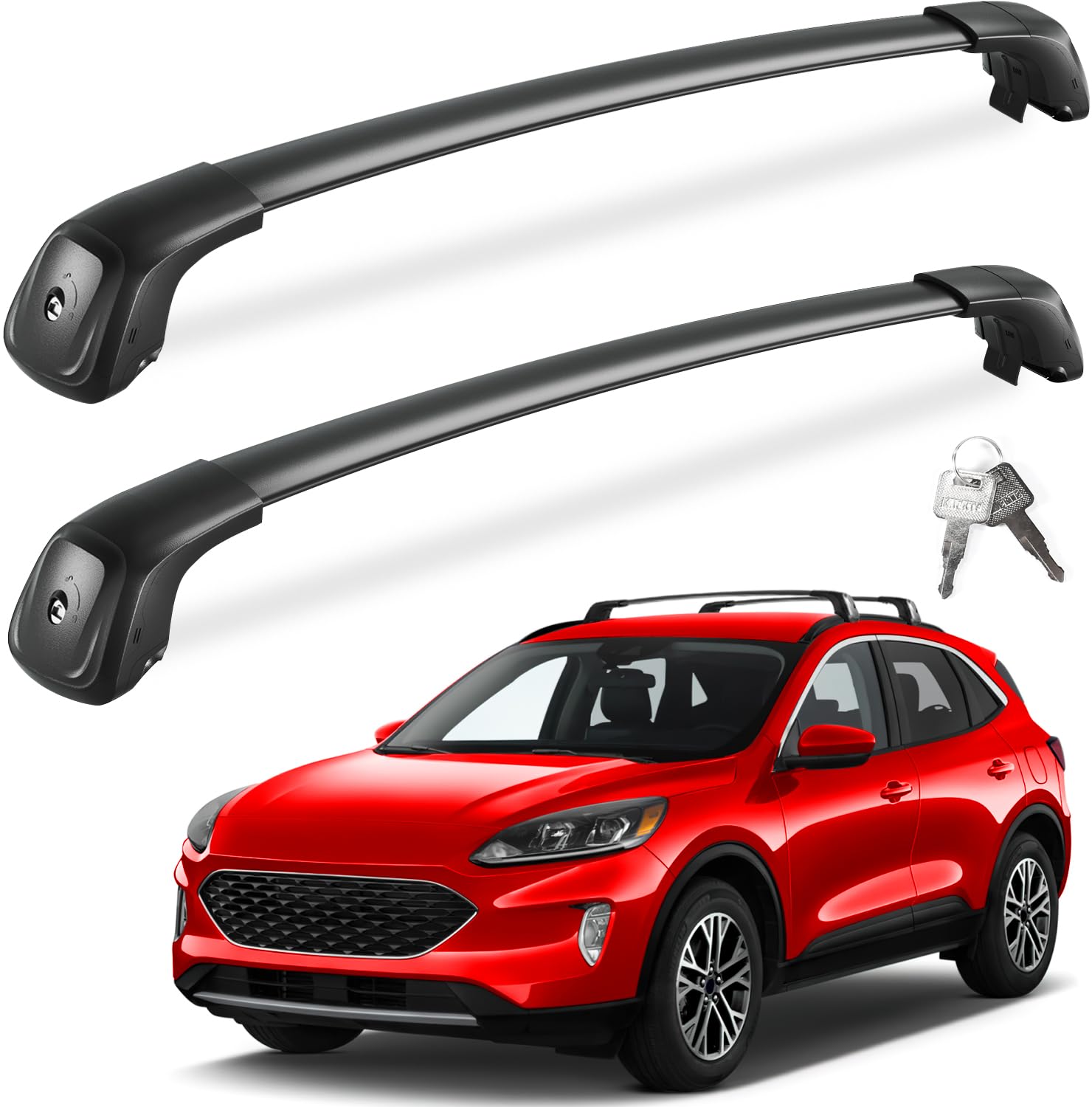 KINGGERI 260lb Roof Rack Cross Bars Compatible with 2020-2025 Ford Escape,Heavy Duty Lockable Aluminum Crossbar