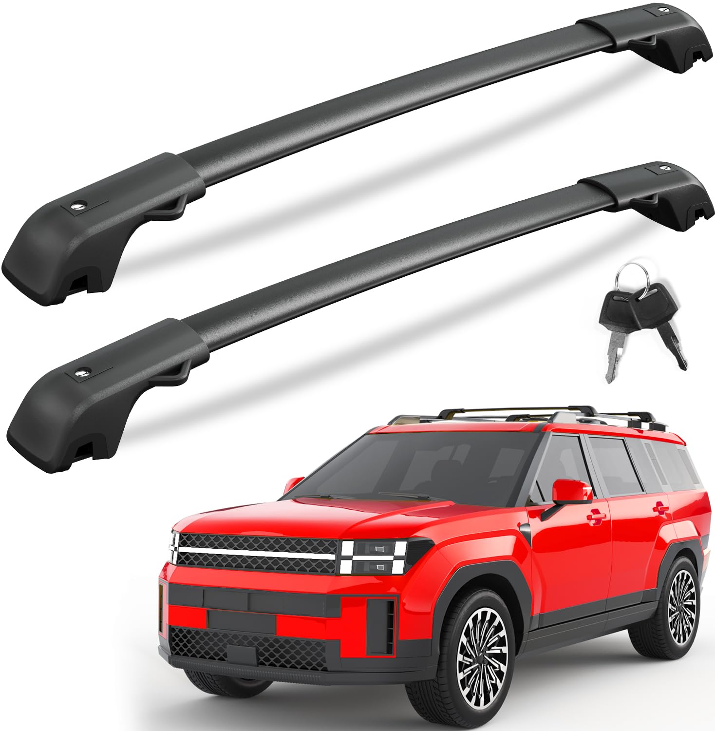 Lockable 220LBS Roof Rack Cross Bars Compatible with Hyundai Santa Fe 2024 2025 with Raised Side Rails