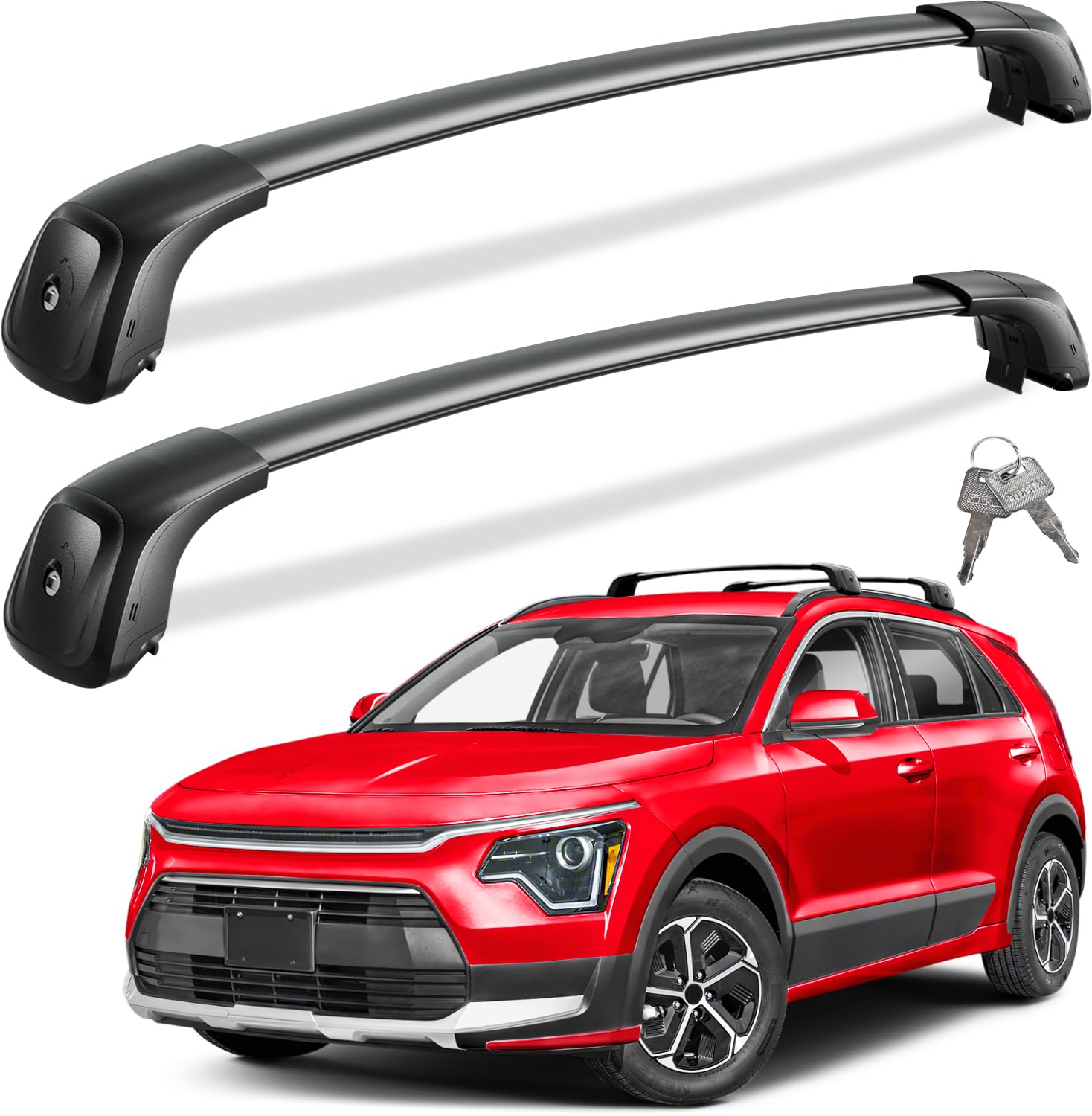 KINGGERI Roof Rack Cross Bars 260lbs Fit for Kia NIRO 2023-2025 with Flush Side Rails,Heavy Duty Aluminum