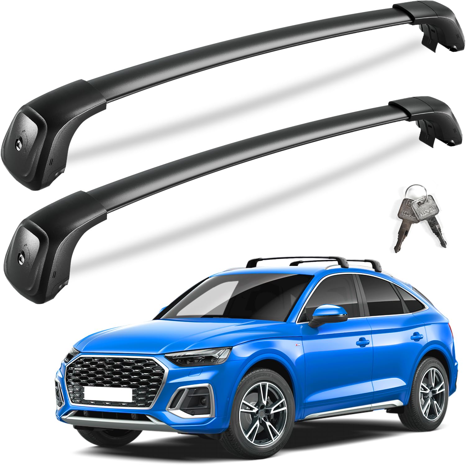 KINGGERI Heavy Duty 260lbs Roof Rack Cross Bars Fit for Audi Q5 2018-2025,Anti-Theft Lockable Aluminum