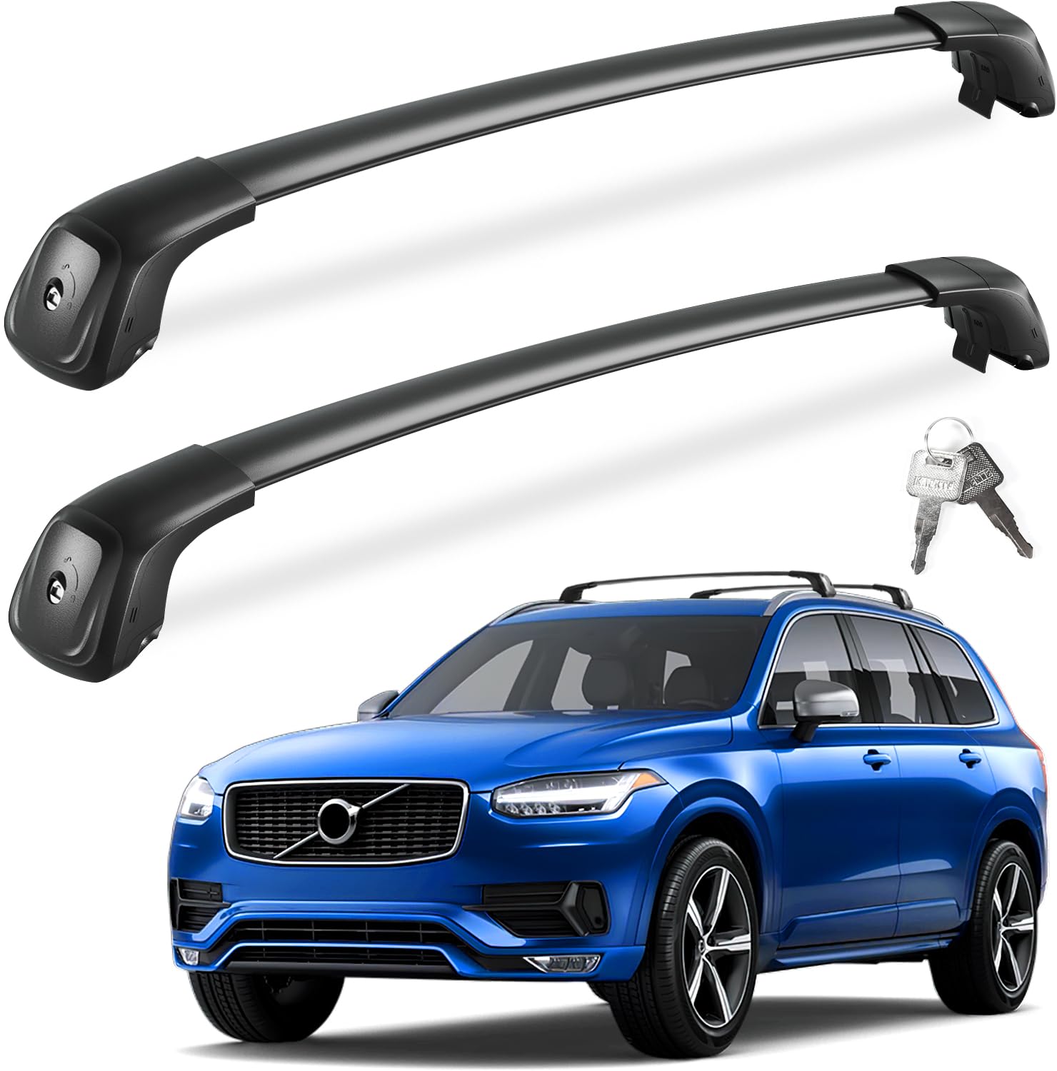 KINGGERI Lockable Roof Rack Cross Bars 260lbs Fit for Volvo XC90 XC-90 2016-2025,Heavy Duty Aluminum