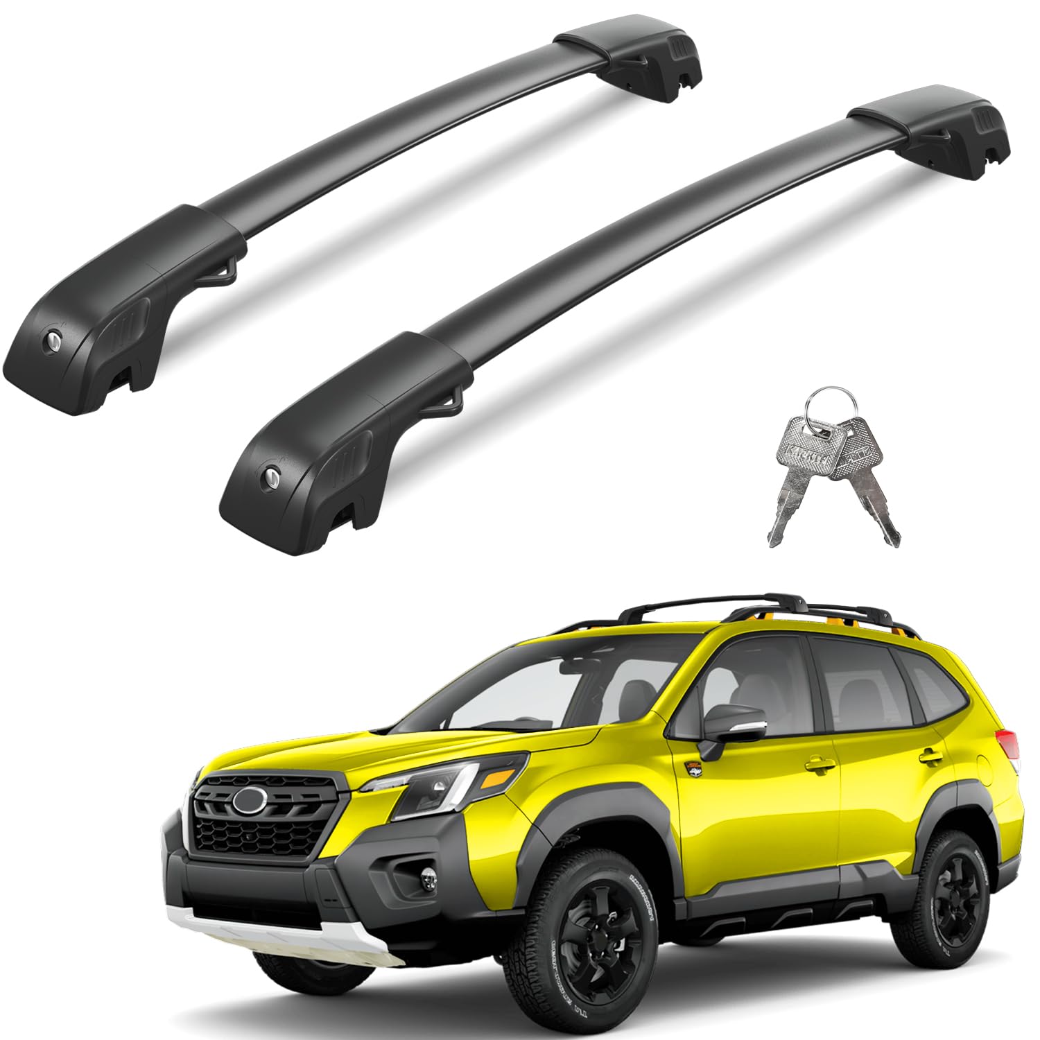 Lockable Roof Rack Cross Bars 220lbs Compatible with Subaru Forester Wilderness 2022-2024