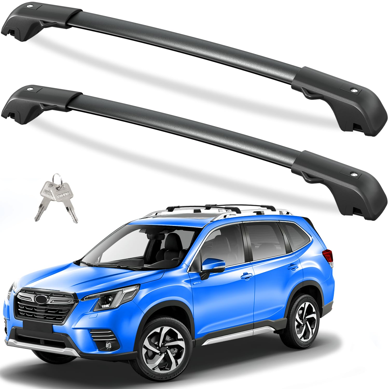 KINGGERI Lockable 220lbs Roof Rack Cross Bars Compatible with Subaru Forester 2014-2024 (Not for Wilderness)