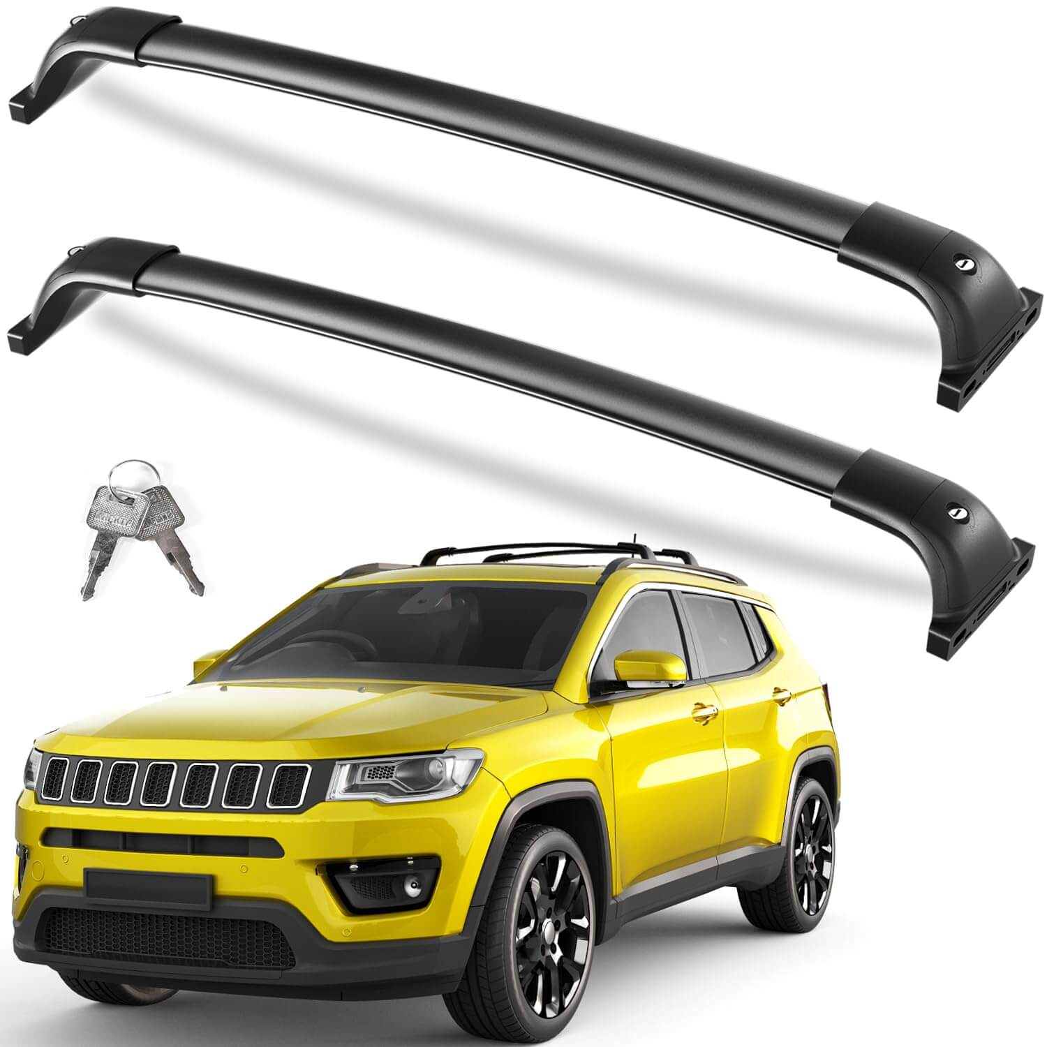 260lbs Lockable Roof Racks Cross Bars Compatible with Jeep Compass 2018-2025
