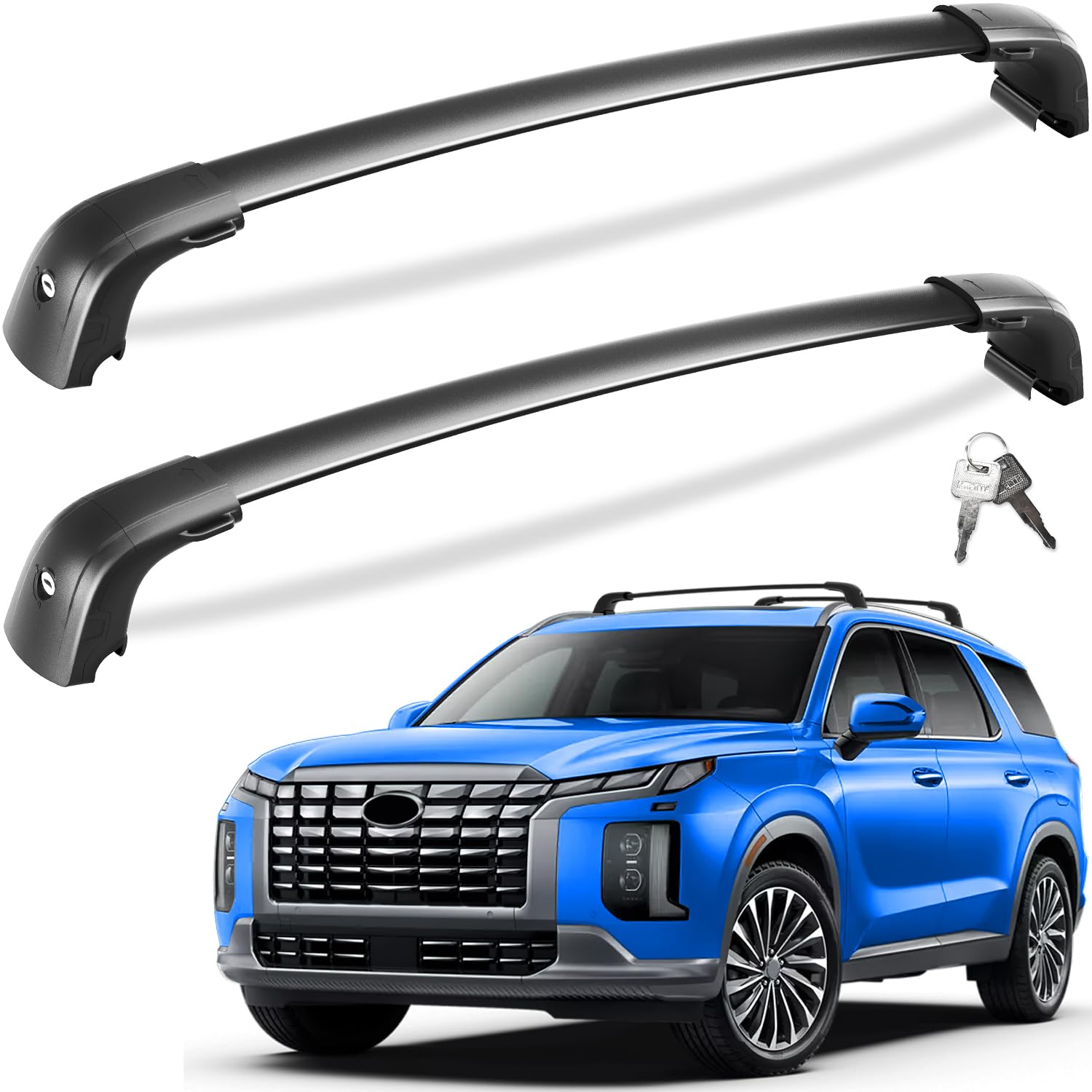 220lbs Lockable Roof Rack Cross Bars Compatible with Hyundai Palisade 2019-2025 SE SEL XRT Limited Calligraphy