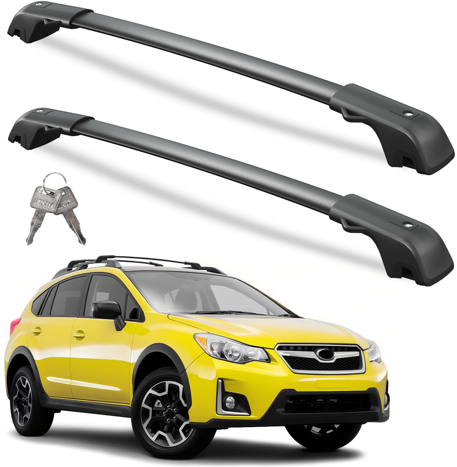 KINGGERI Roof Rack Cross Bars 220lbs Compatible with Subaru XV Crosstrek 2013-2017, Lockable Aluminum