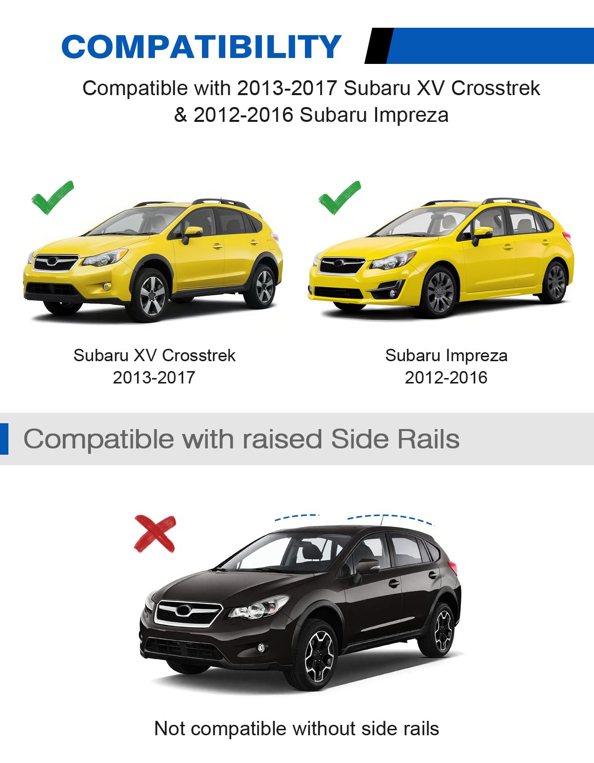 KINGGERI Roof Rack Cross Bars 220lbs Compatible with Subaru XV Crosstrek 2013-2017, Lockable Aluminum