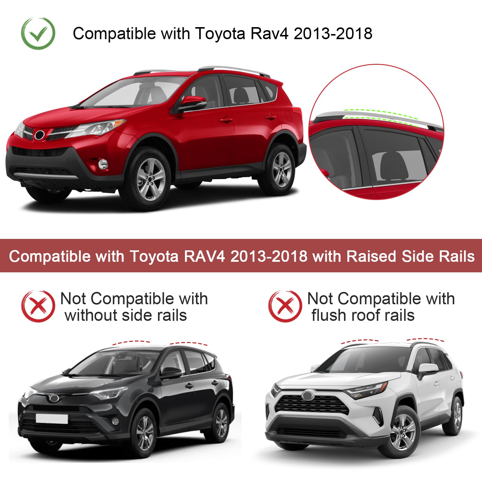 KINGGERI Lockable 220LBS Roof Rack Cross Bars Compatible with Toyota RAV4 2013-2018, Lockable Aluminum Heavy Duty Crossbar