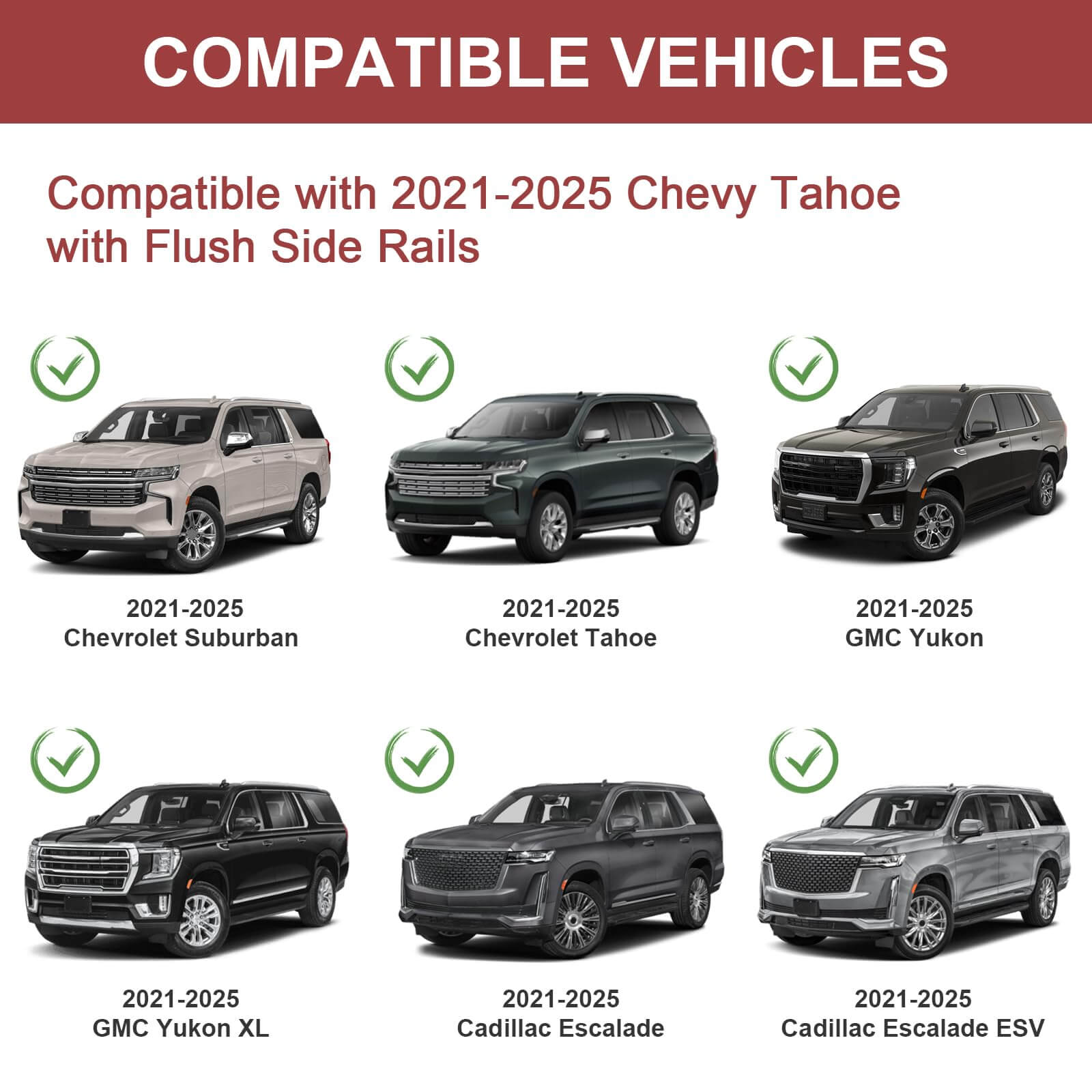 Lockable 330lbs Roof Rack Cross Bars Compatible with 2021-2025 Chevy Tahoe & Chevrolet Suburban & GMC Yukon XL & Cadillac Escalade ESV