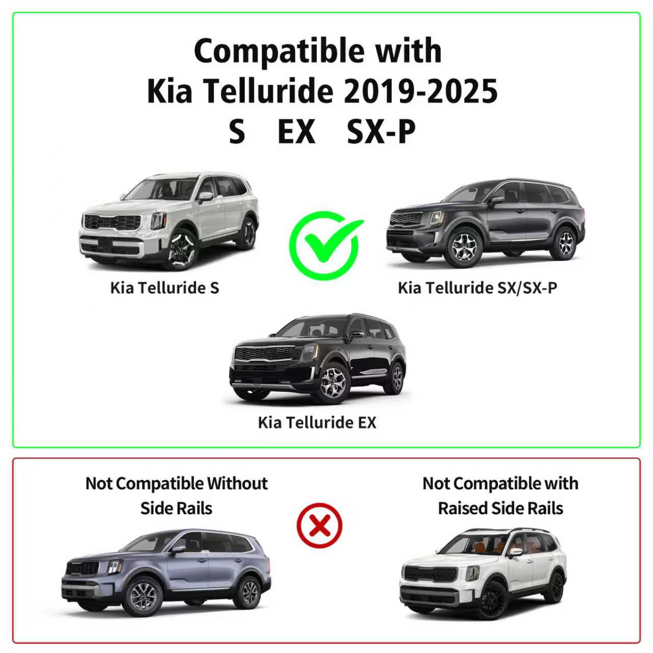 KINGGERI 260lbs Roof Rack Cross Bars Fit for Kia Telluride 2019-2025 EX S SX SX-Prestige (Not for LX, X-Line or X-Pro)