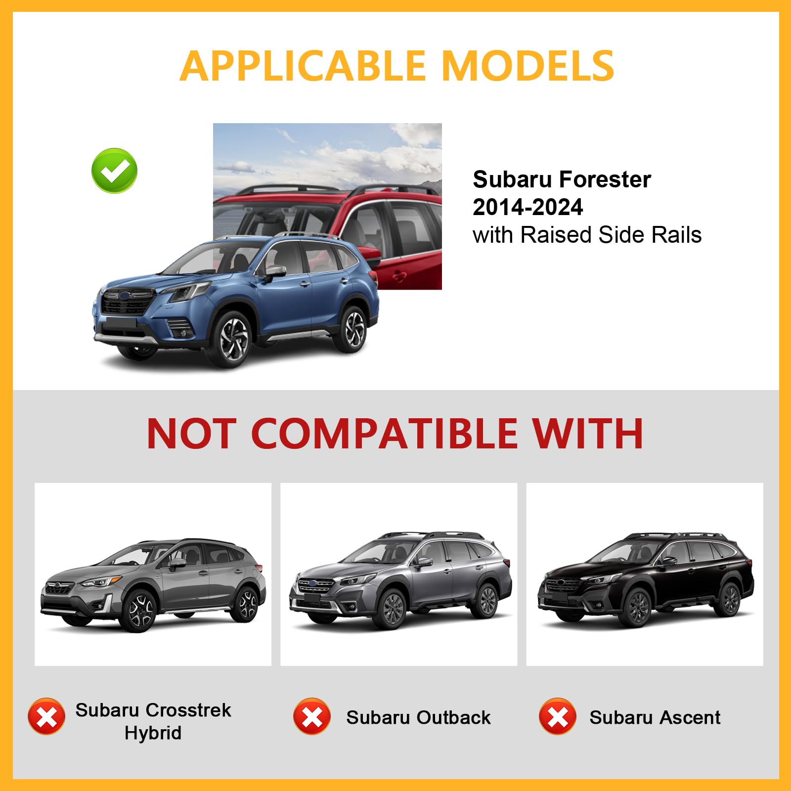 KINGGERI Lockable 220lbs Roof Rack Cross Bars Compatible with Subaru Forester 2014-2024 (Not for Wilderness)