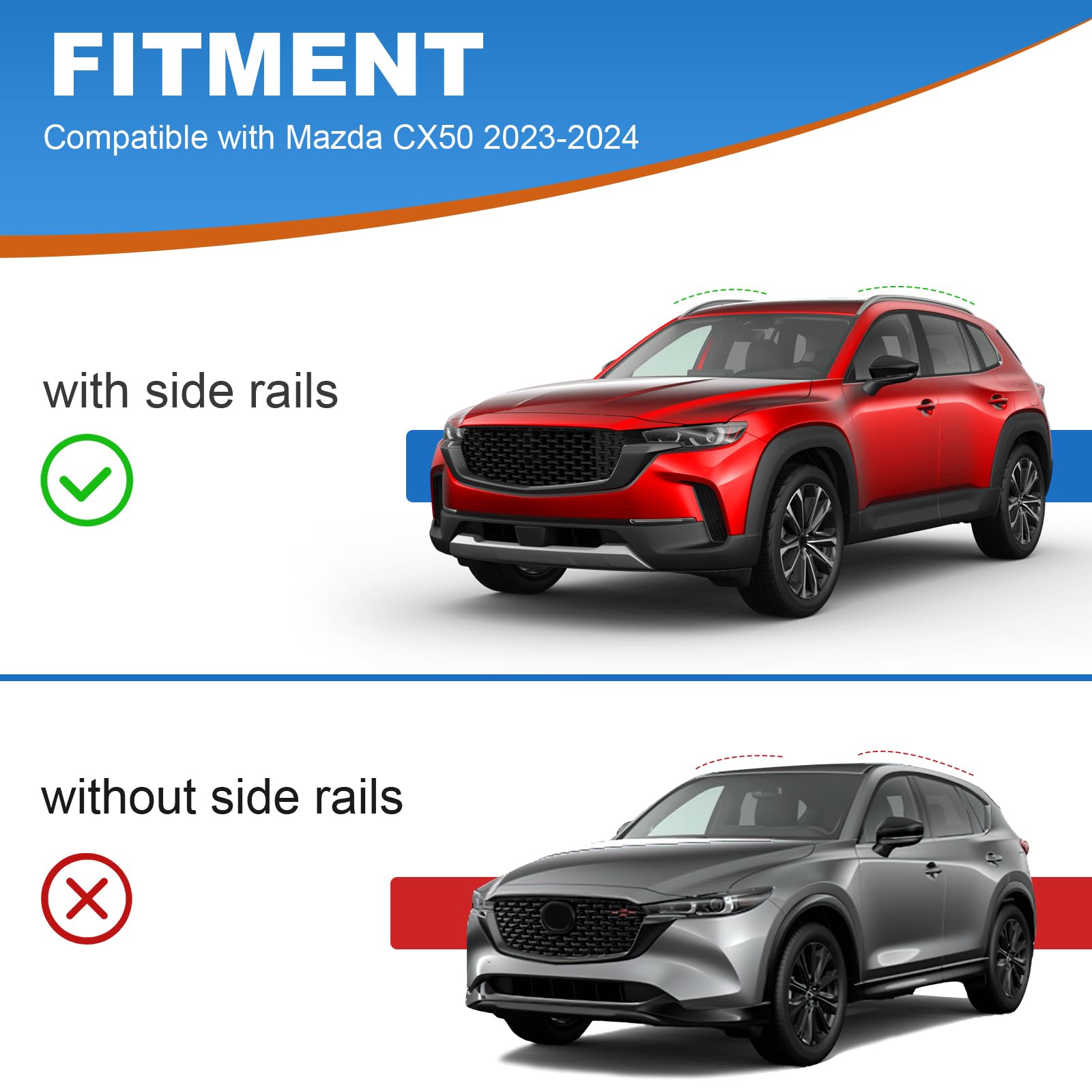 KINGGERI Lockable Roof Rack Cross Bars 260lbs Fit for Mazda CX-50 & CX50 Hybrid 2023-2025 (with Flush Side Rails)