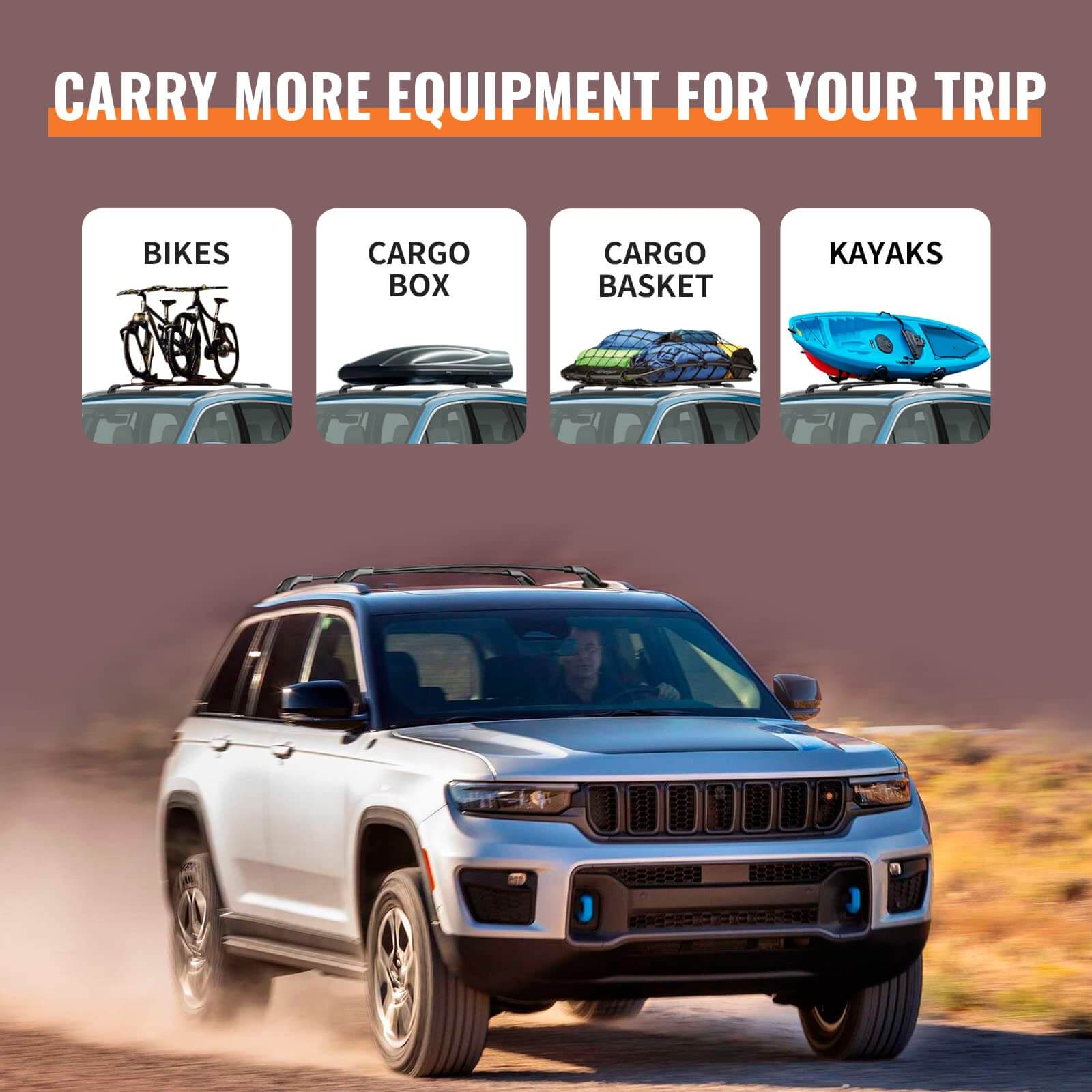 Roof Rack Cross Bars Compatible with Jeep Grand Cherokee L 2021-2025 and 2022 2023 2024 2025 Grand Cherokee WL
