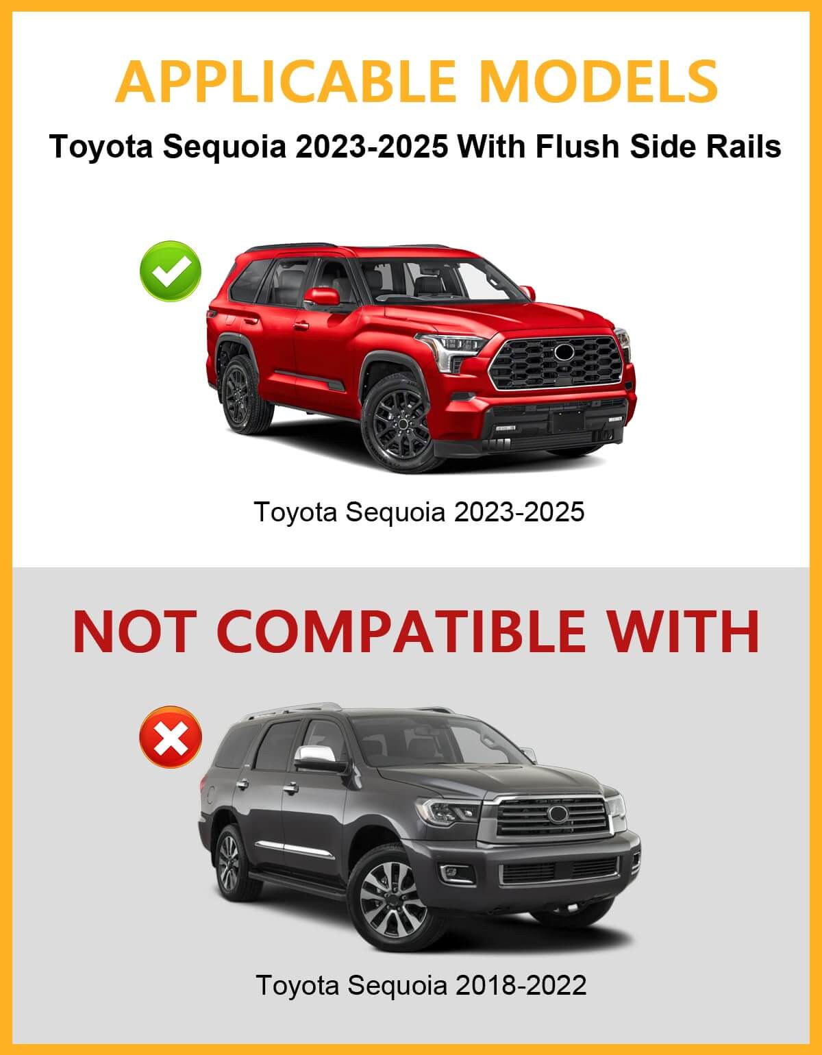 KINGGERI 260lbs Lockable Roof Rack Cross Bars Compatible with Toyota Sequoia 2023-2025 with Flush Rails