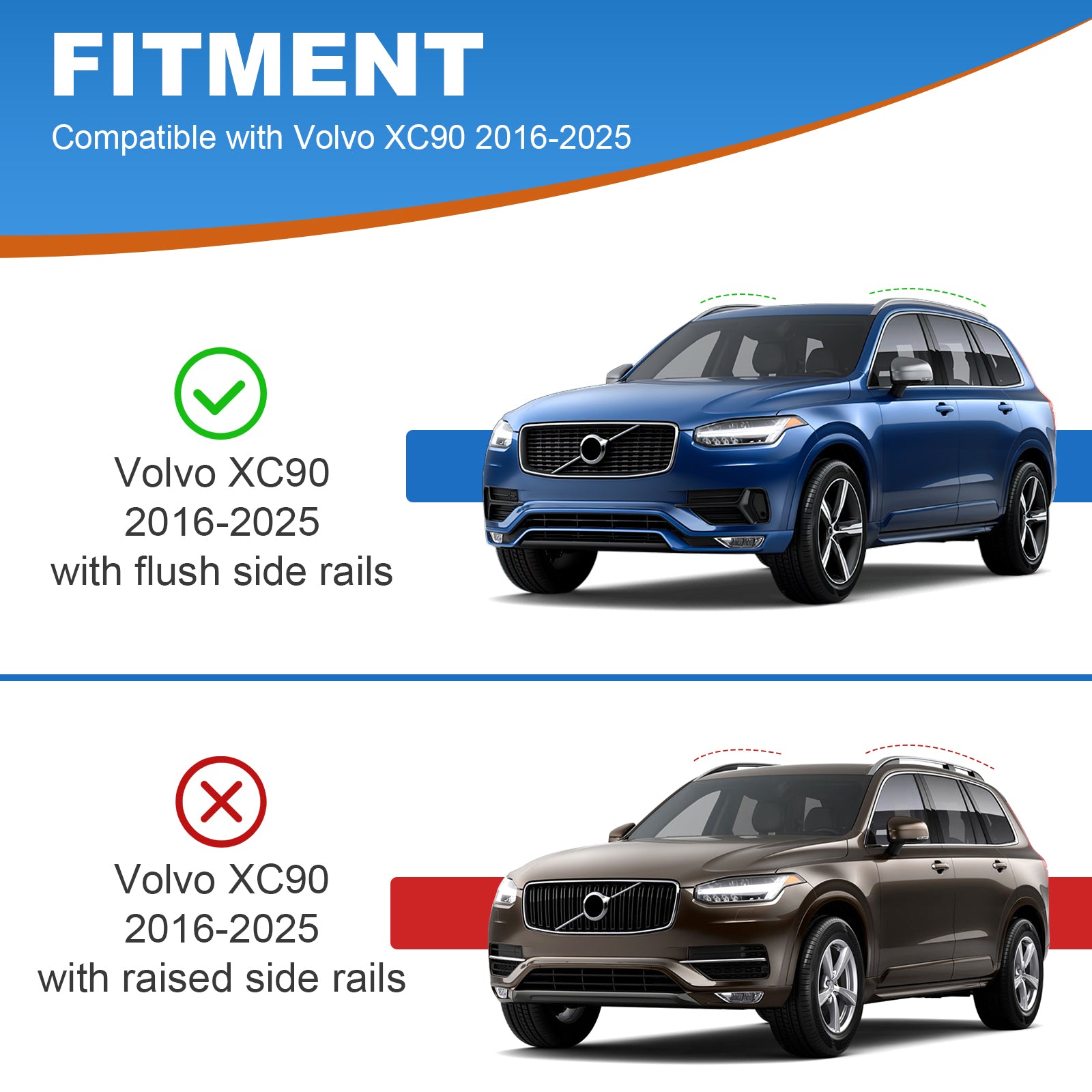 KINGGERI Lockable Roof Rack Cross Bars 260lbs Fit for Volvo XC90 XC-90 2016-2025,Heavy Duty Aluminum