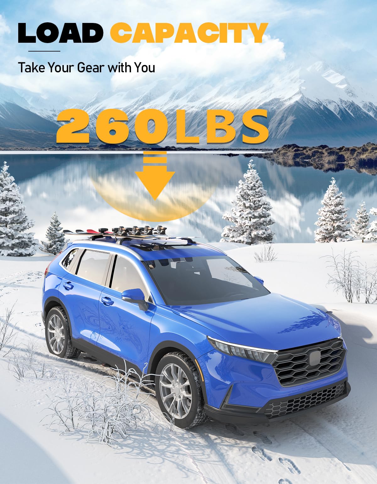 Lockable 260lbs Roof Rack Cross Bars Fit for Honda CRV CR-V 2023 2024 2025