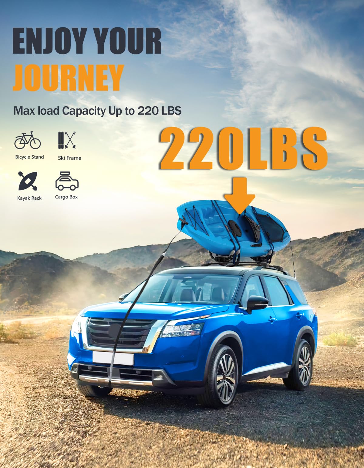 220lbs Lockable Roof Rack Cross Bars Compatible with Nissan Pathfinder 2022-2025 SV SL Platinum with Raised Side Rails