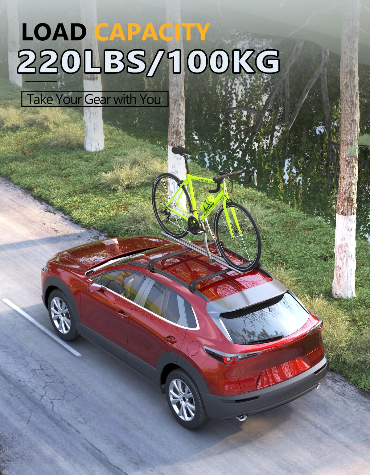 220lbs Lockable Roof Rack Cross Bars Fit for Mazda CX30 CX-30 2020 2021 2022 2023 2024 2025 with Flush Side Rails