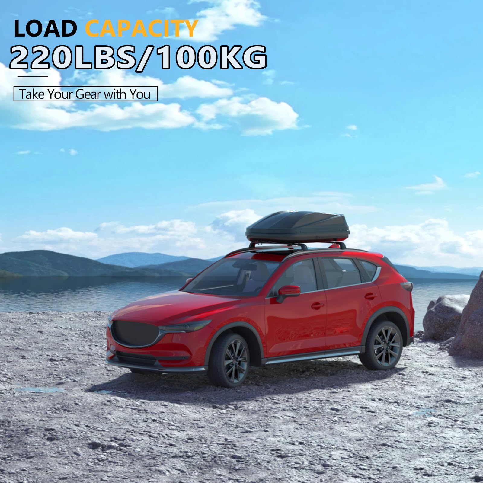 Lockable Roof Rack Cross Bars 220lbs Compatible with Mazda CX5 CX-5 2017 2018 2019 2020 2021 2022 2023 2024 2025