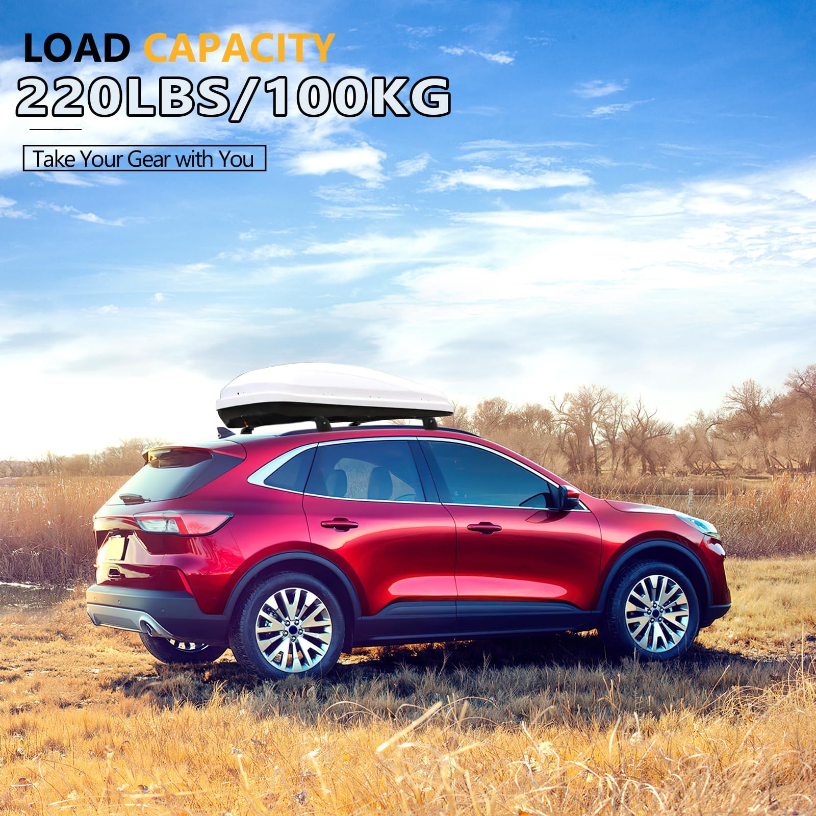 220lb Lockable Roof Rack Cross Bars Compatible with Ford Escape 2020 2021 2022 2023 2024 2025 with flush side rails