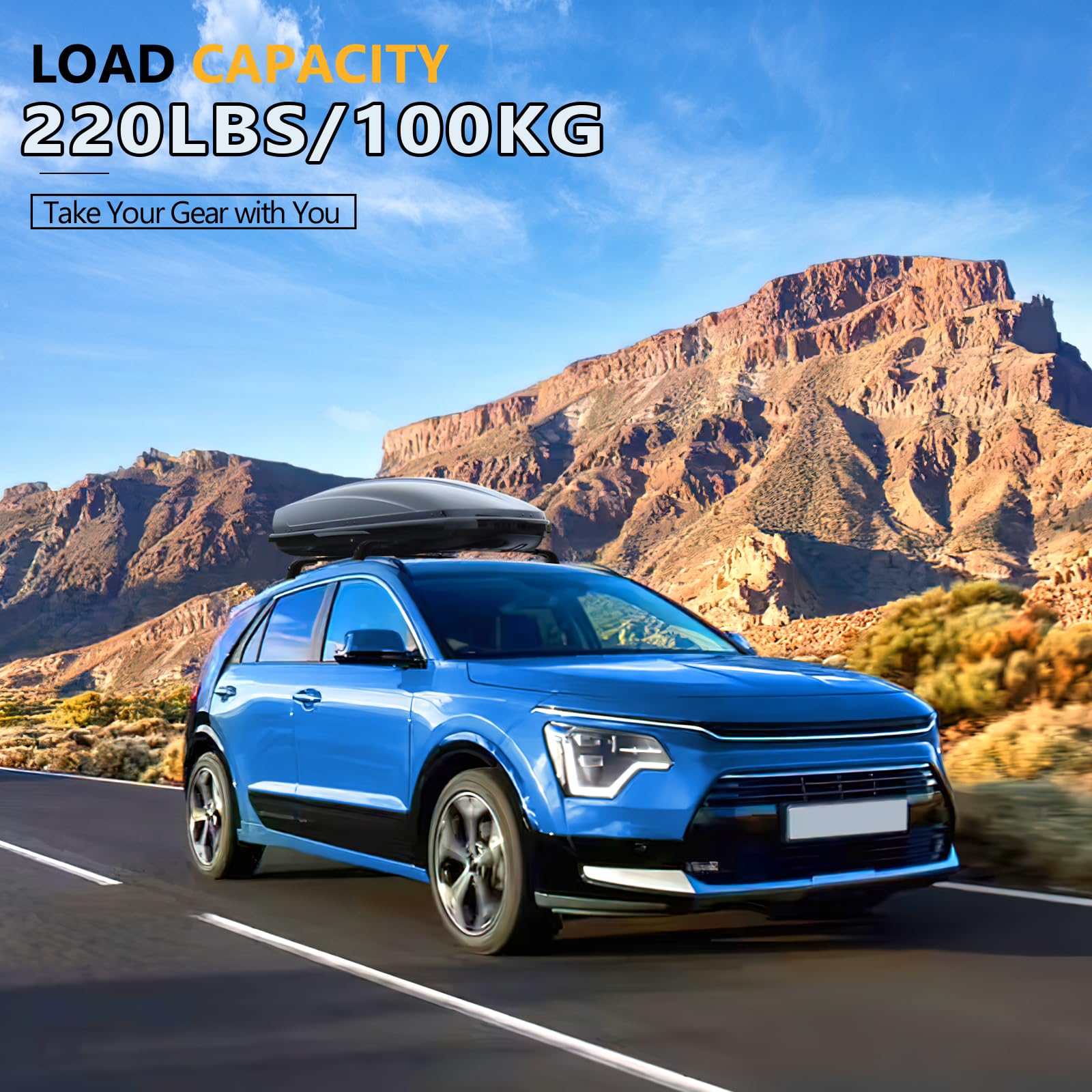 220lbs Lockable Roof Rack Cross Bars Compatible with Kia NIRO 2023 2024 2025 with Flush Side Rails