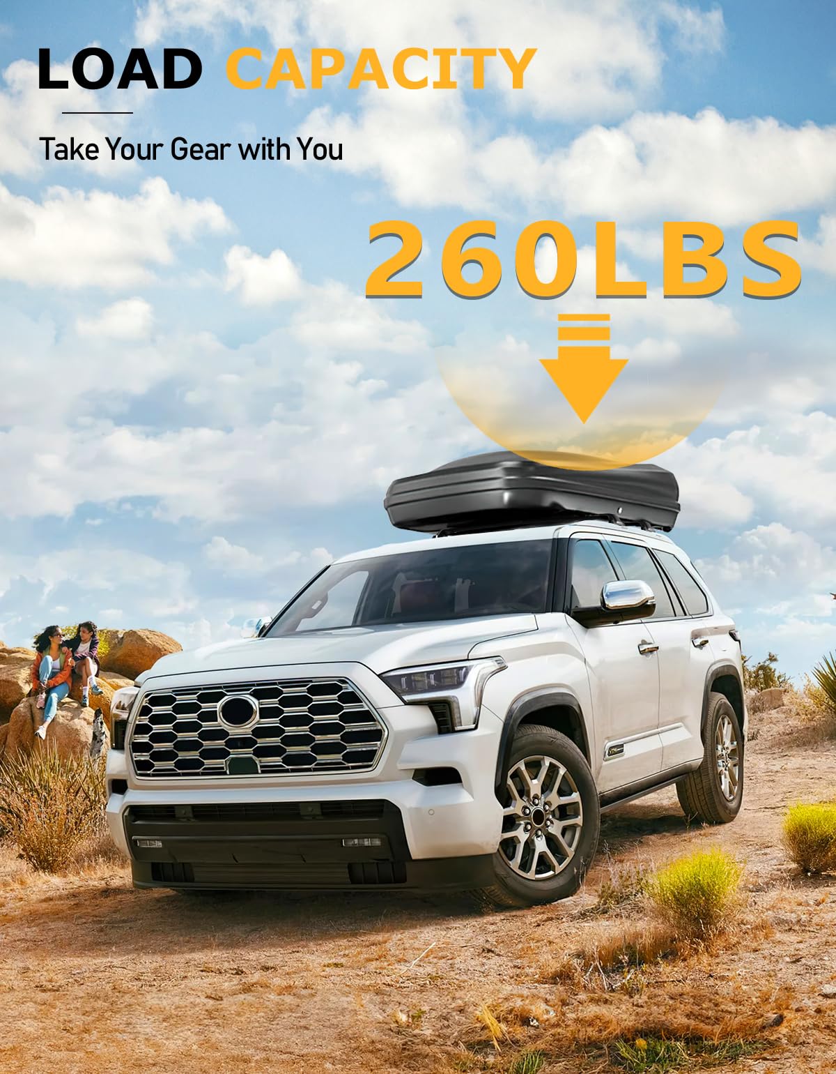 260lbs Lockable Roof Rack Cross Bars Compatible with Toyota Sequoia 2023-2025 with Flush Rails