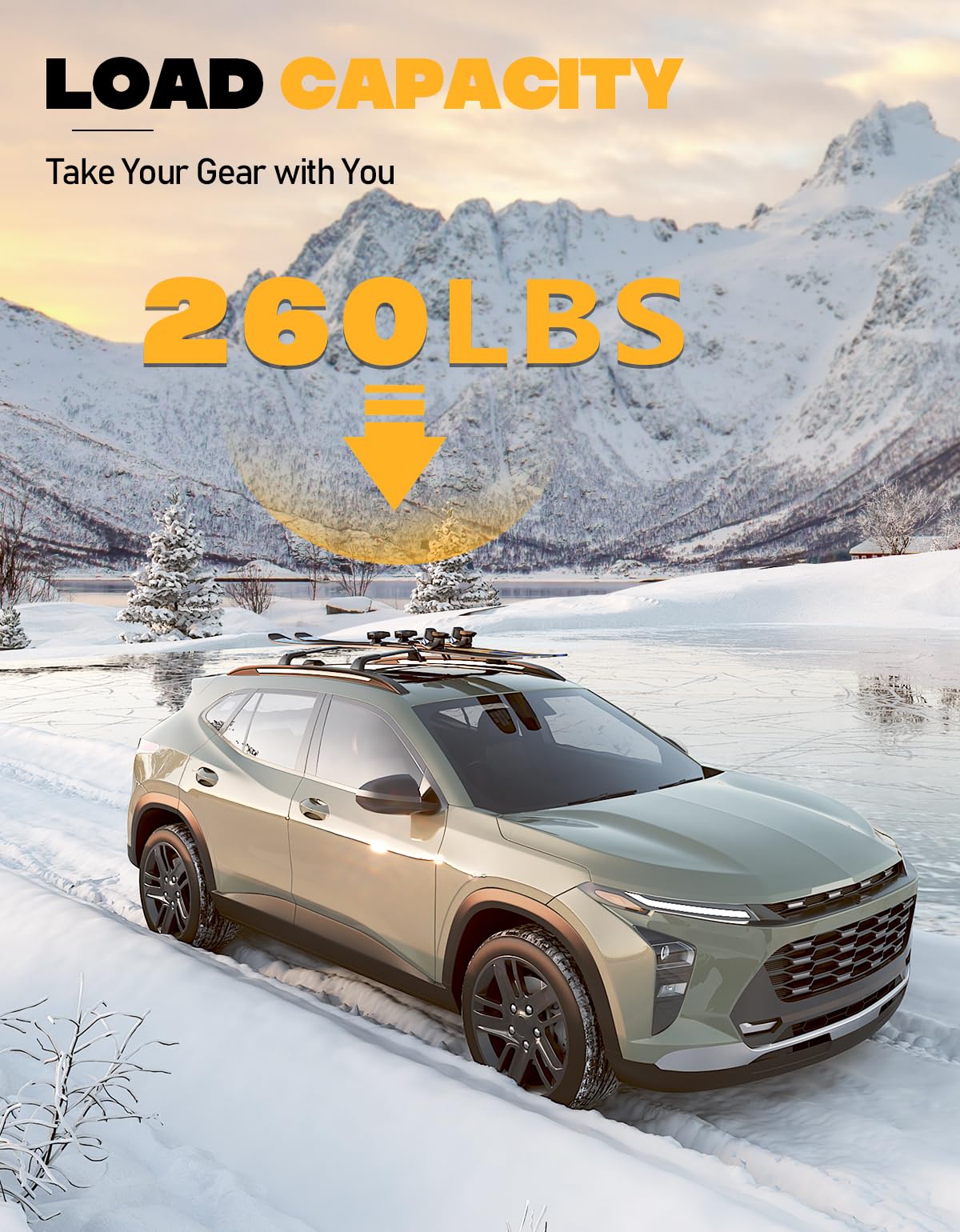 Lockable 260lbs Roof Rack Cross Bars Compatible with Chevrolet Trax 2023 2024 2025 2RS ACTIV LT Chevy