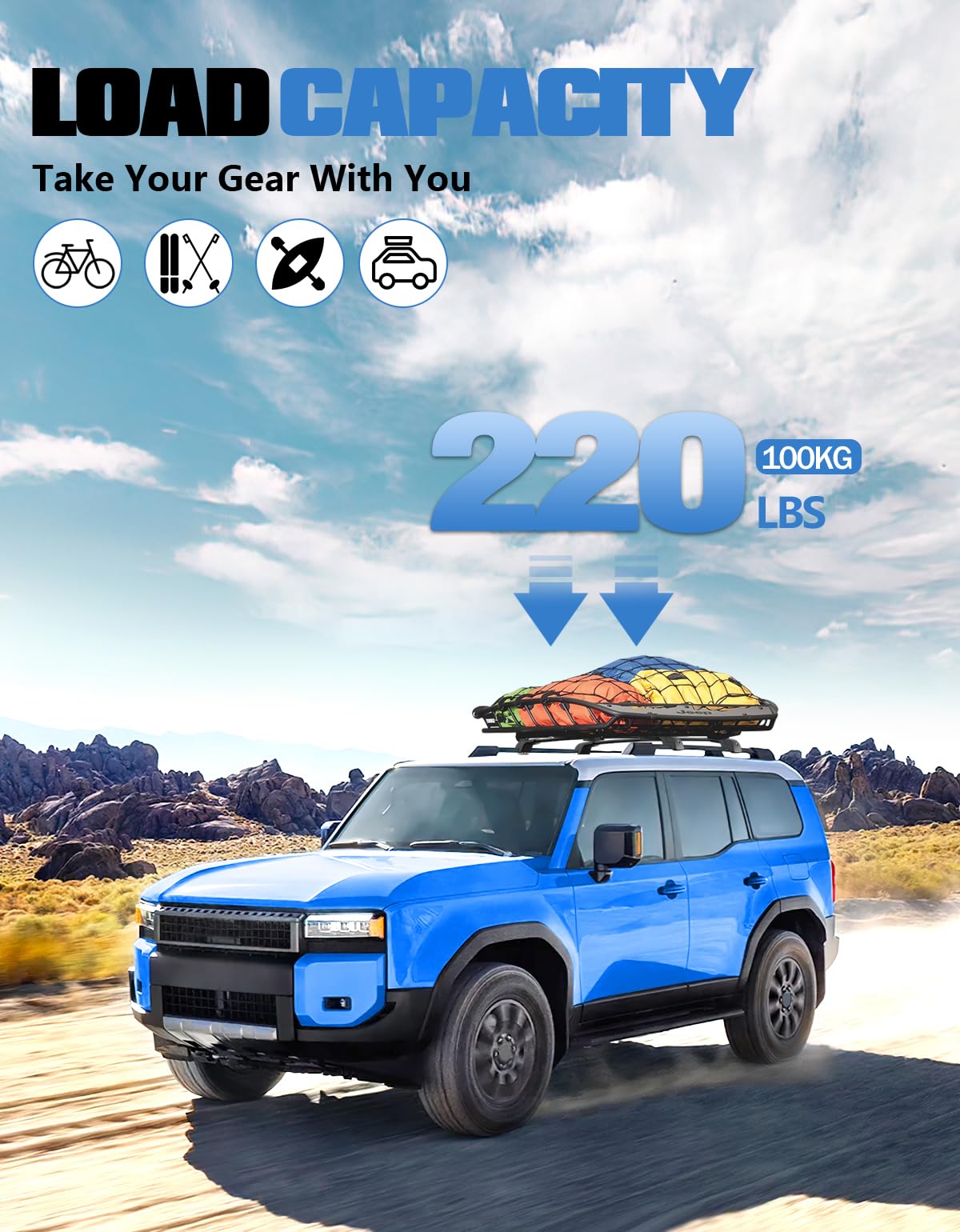 Lockable Roof Rack Cross Bars 220lb Compatible with 2024 2025 Toyota Land Cruiser 250 /Lexus GX550 with Raised Side Rails