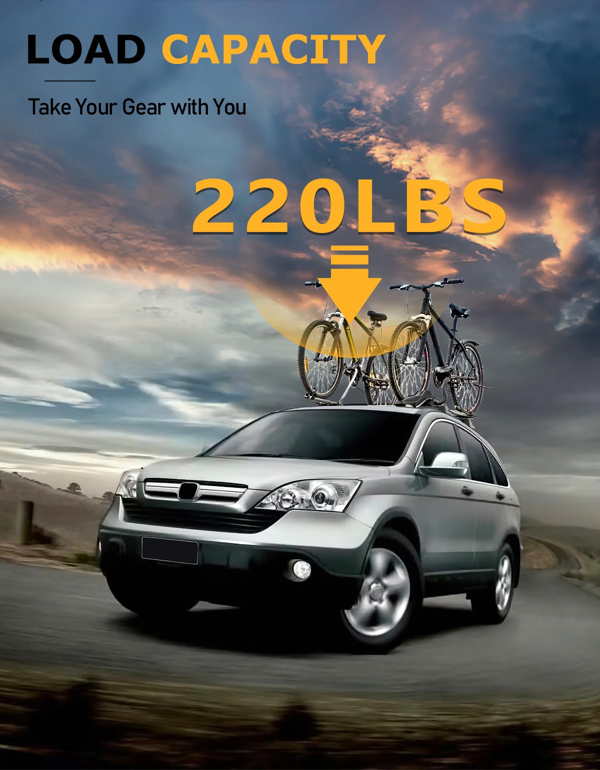 KINGGERI 220lbs Lockable Roof Rack Cross Bars Compatible with Honda CRV CR-V 2007-2011 EX EX-L LX 2.4L L4