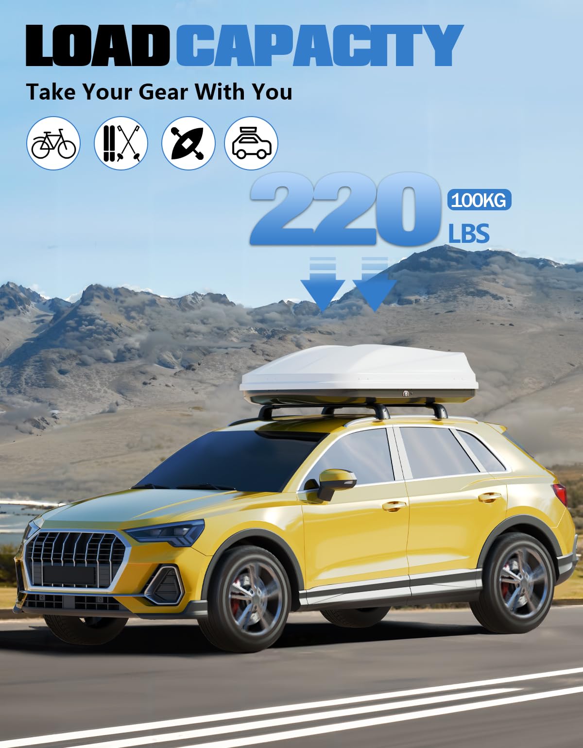 KINGGERI Lockable Roof Rack Cross Bars 220lb Compatible with Audi Q3 2019-2025, Heavy Duty Aluminum