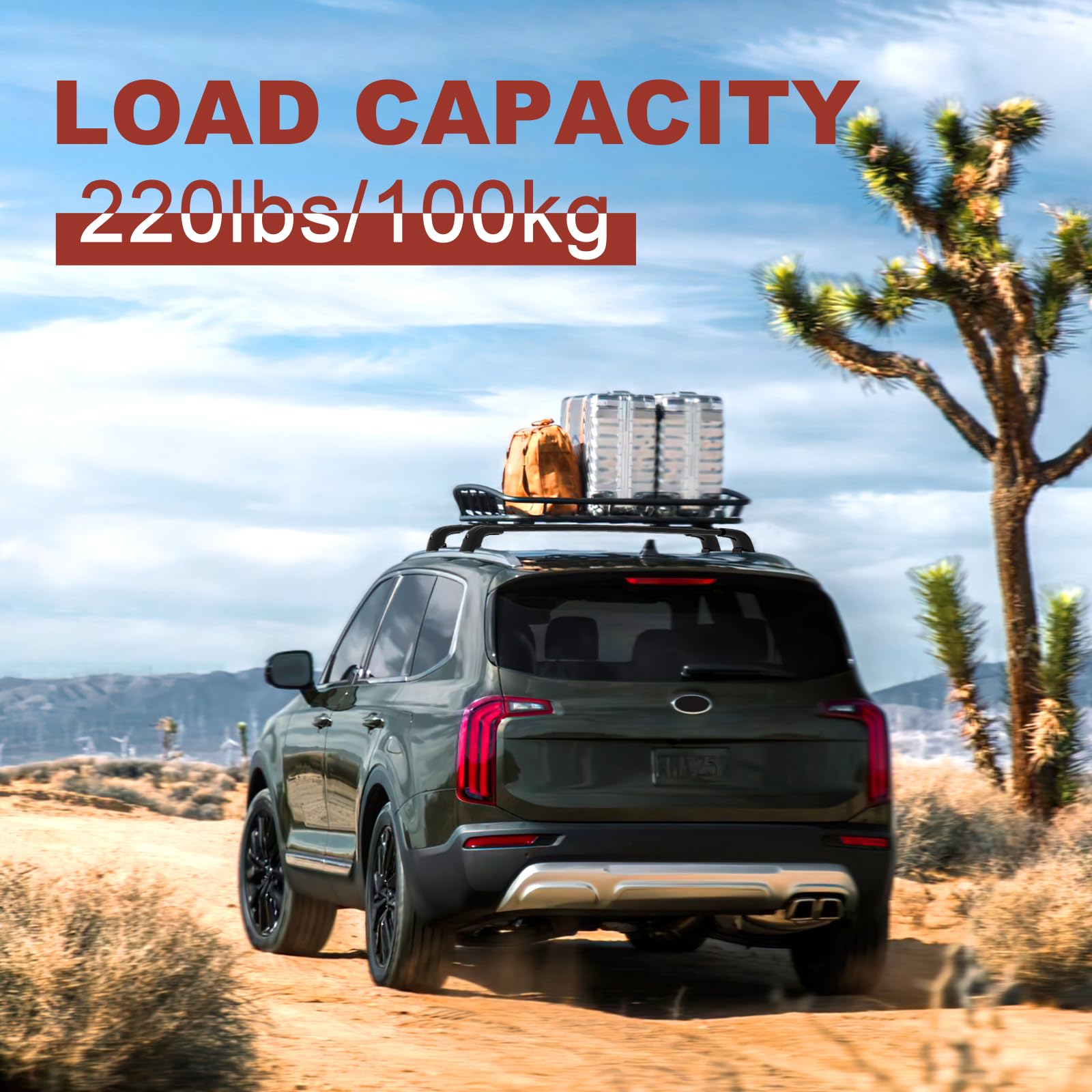 220lbs Lockable Roof Rack Cross Bars Compatible with Kia Telluride 2019 2020 2021 2022 2023 2024 2025 EX S SX SX-Prestige