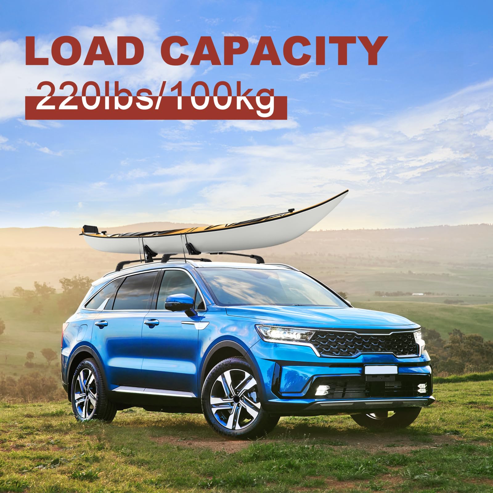 Lockable Roof Rack Cross Bars 220lbs Compatible with KIA Sorento & Sorento Hybrid 2021-2025 with Flush Side Rails