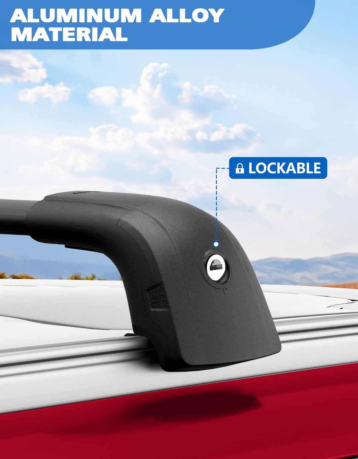 Lockable Roof Rack Cross Bars 220lb Compatible with Audi Q8 2019-2025 with Side Rails