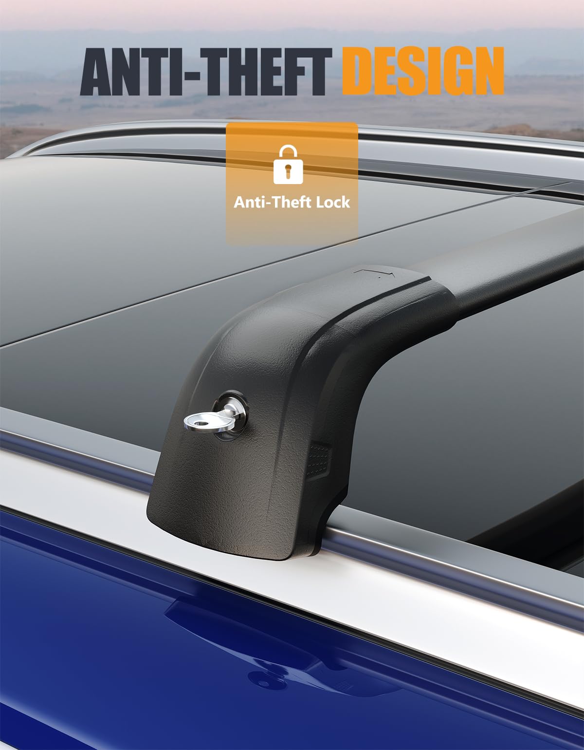 Lockable Roof Rack Cross Bars 220lbs Compatible with KIA Sorento 2016 2017 2018 2019 2020 with Flush Side Rails