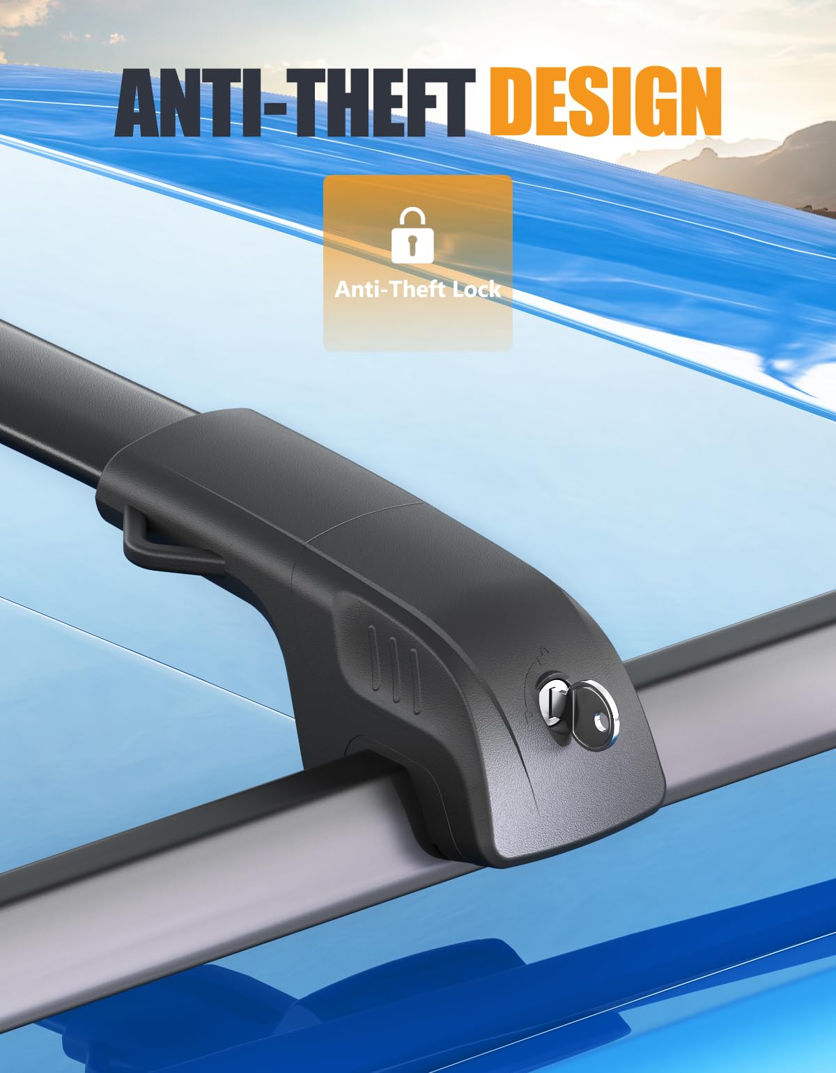 220lbs Lockable Roof Rack Cross Bars Compatible with Kia Telluride X-PRO X-LINE 2023-2025 with Raised Side Rails
