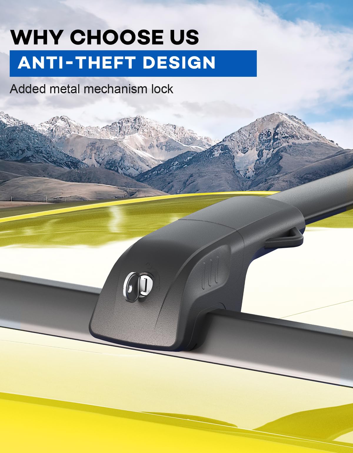 Lockable Roof Rack Cross Bars 220lbs Compatible with Jeep Cherokee 2014-2023