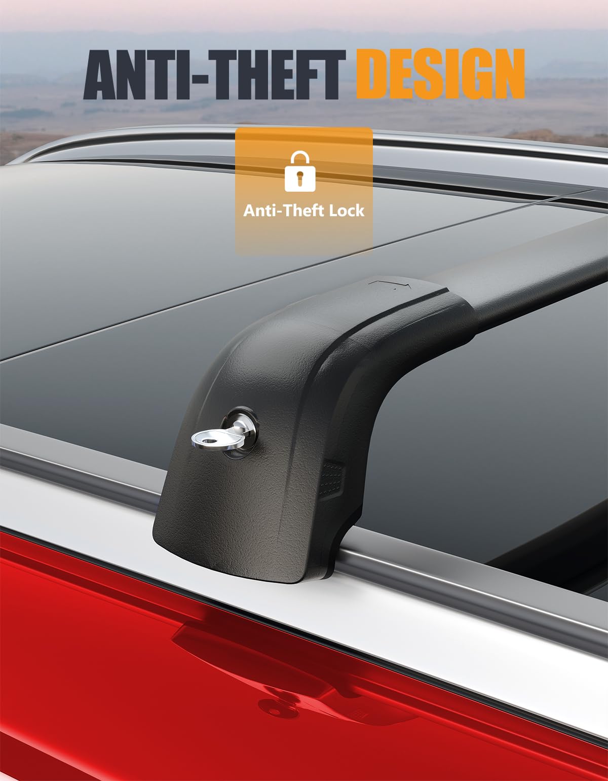 220lbs Lockable Roof Rack Cross Bars Compatible with Chevy Chevrolet Equinox EV 2024 2025 with Flush Side Rails