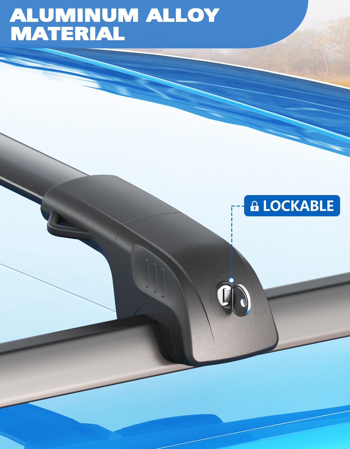 Lockable Roof Rack Cross Bars 220lb Compatible with Honda Passport 2019-2025 with Raised Rails